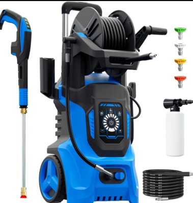 Electric Pressure Washer – 3200 PSI High-Power Pressure Cleaner with Foam Cannon & Hose Reel