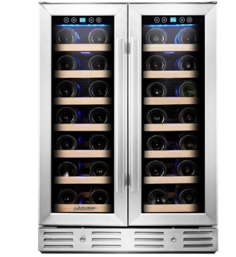 Wine Cooler Refrigerator – Dual Zone Compressor Wine Fridge with UV-Protected Glass Door
