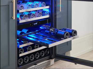 Wine Cooler Refrigerator – Dual Zone Compressor Wine Fridge with UV-Protected Glass Door