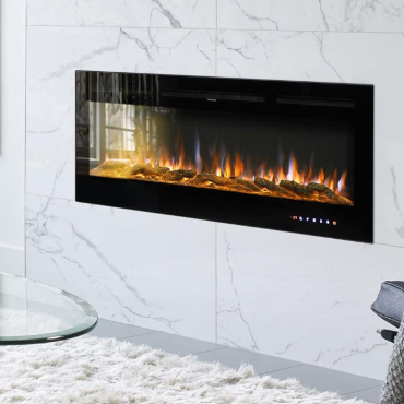 Electric Fireplace – 60-Inch Smart Wall-Mounted & Recessed Electric Fireplace with Adjustable LED Flames