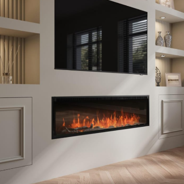 Electric Fireplace – 60-Inch Smart Wall-Mounted & Recessed Electric Fireplace with Adjustable LED Flames