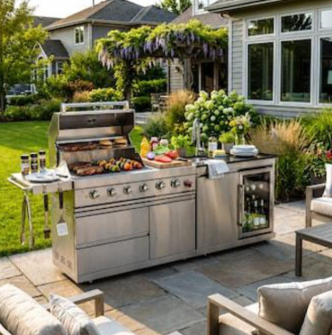 High-End Gas BBQ Grill – Premium 6-Burner Stainless Steel Propane Grill with Side Burner