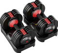 Tier 1 Adjustable Dumbbell Set – 5–50 lb Quick-Adjust Weights with Storage Tray (Pair)