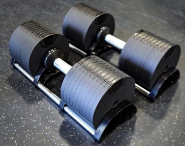 Tier 1 Adjustable Dumbbell Set – 5–50 lb Quick-Adjust Weights with Storage Tray (Pair)