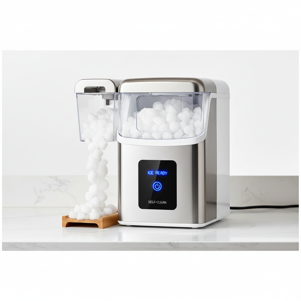 Countertop Nugget Ice Maker – Premium Pebble Ice Machine with Self-Cleaning Function