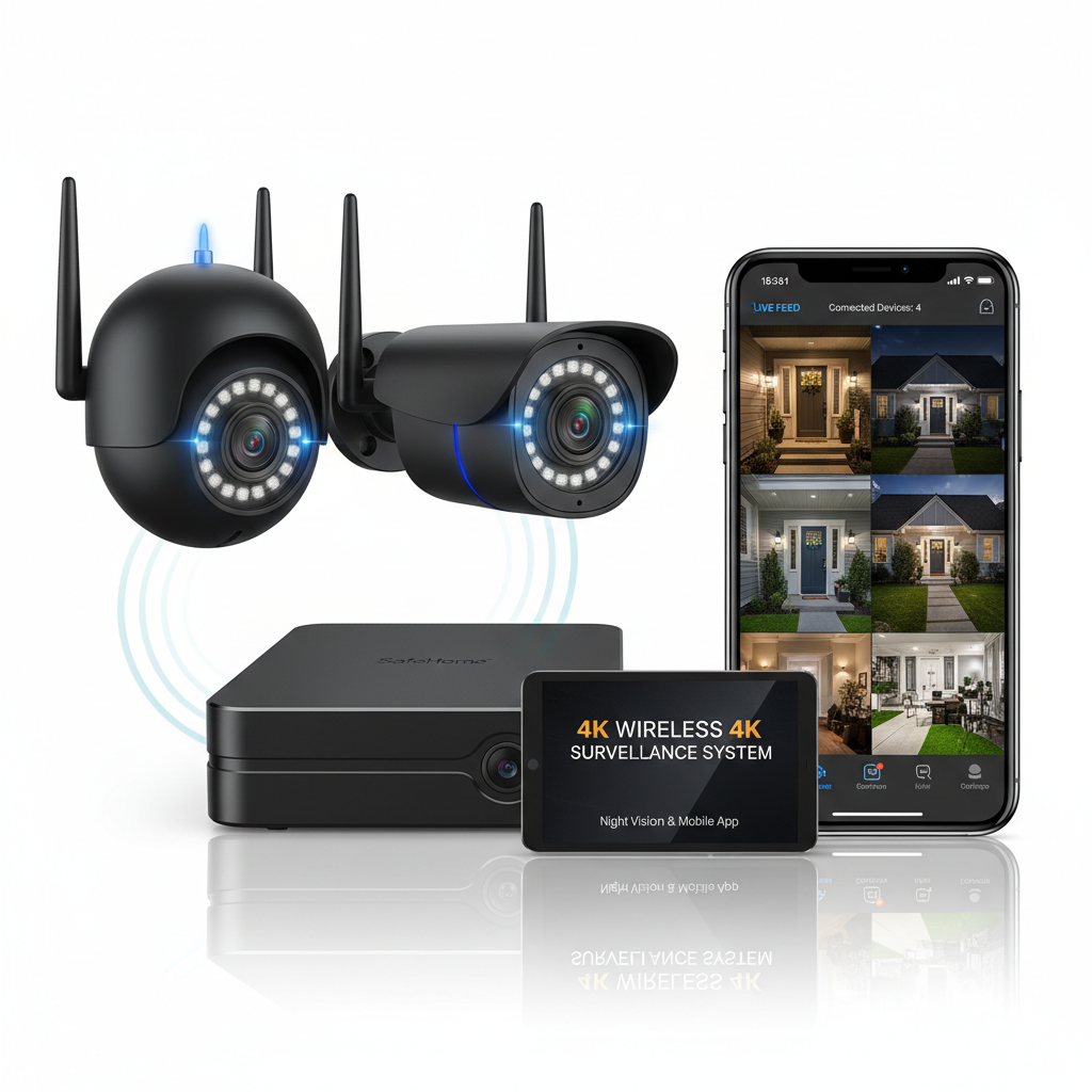 Home Security Camera System – 4K Wireless AI Surveillance Kit with Night Vision & Mobile App