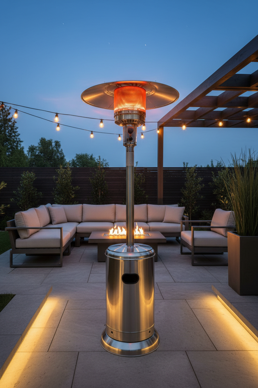 Outdoor Patio Heater – Premium 48,000 BTU Freestanding Propane Patio Heater with Safety Shut-Off
