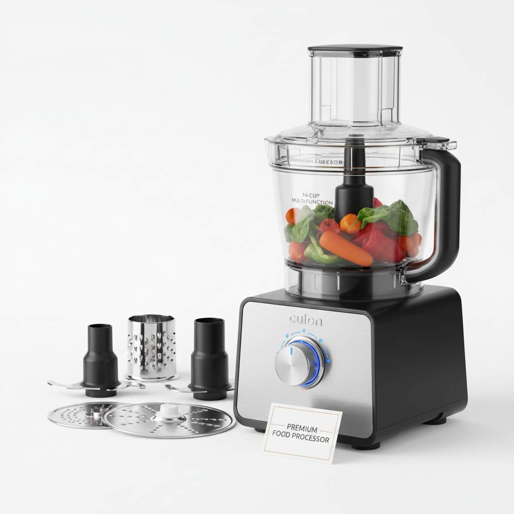 Premium Food Processor – 14-Cup Multi-Function Food Processor with Stainless Steel Blades