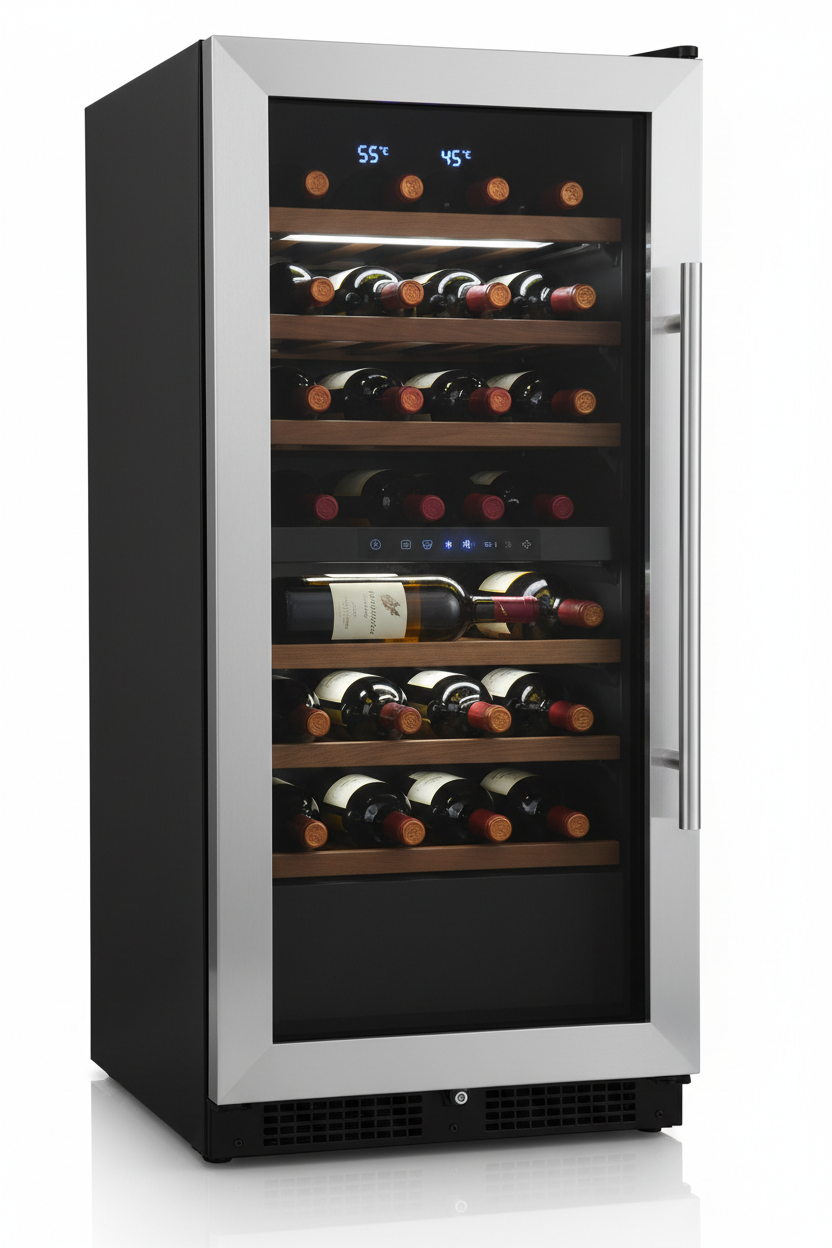 Wine Cooler Refrigerator – Dual Zone Compressor Wine Fridge with UV-Protected Glass Door