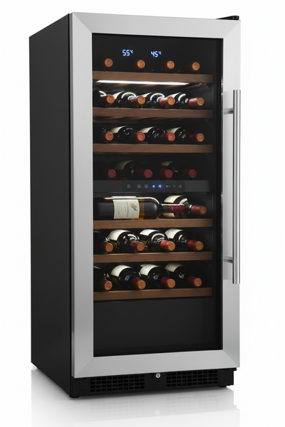 Wine Cooler Refrigerator – Dual Zone Compressor Wine Fridge with UV-Protected Glass Door